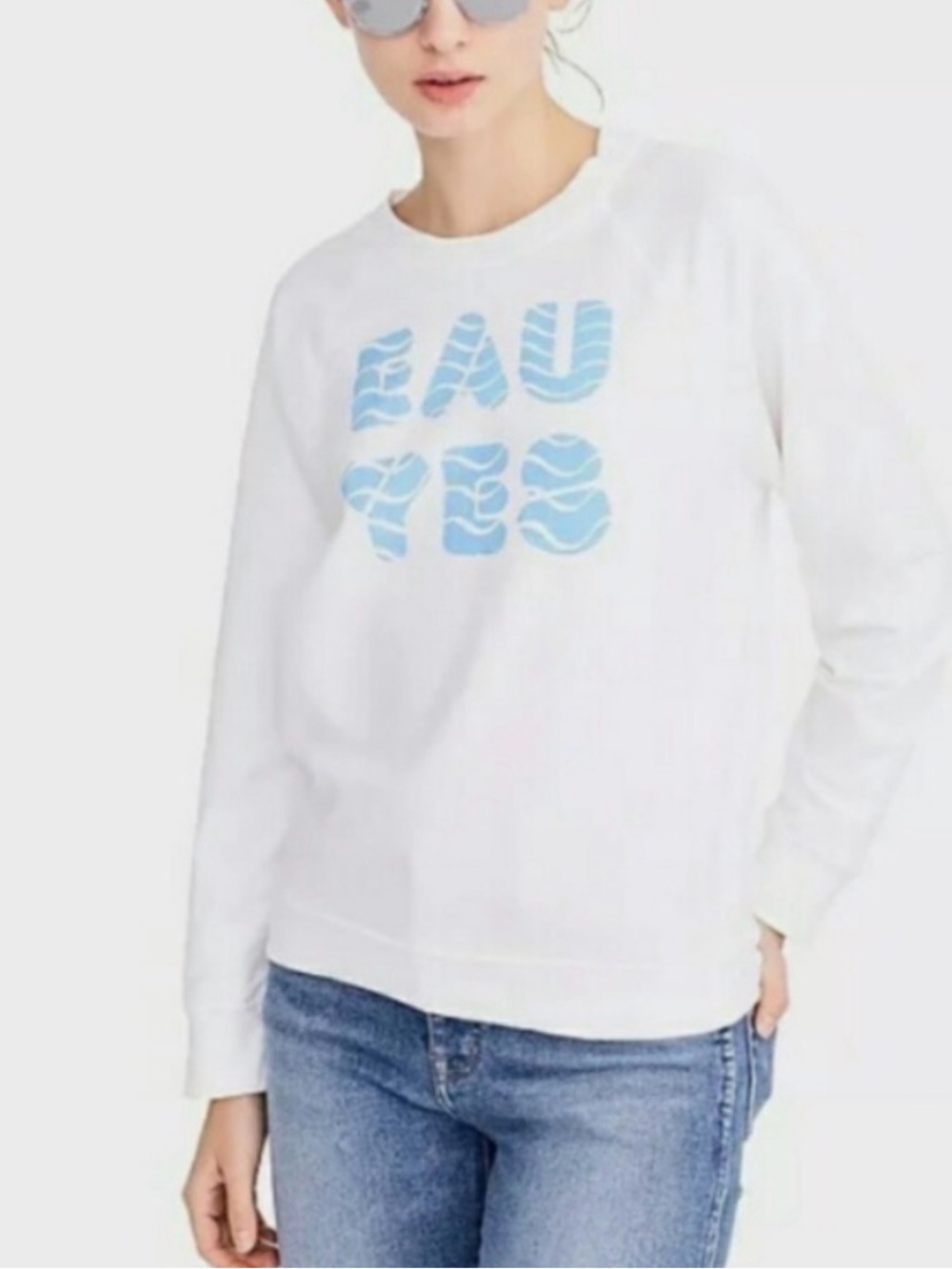 J Crew Eau Yes White Sweatshirt Size Medium